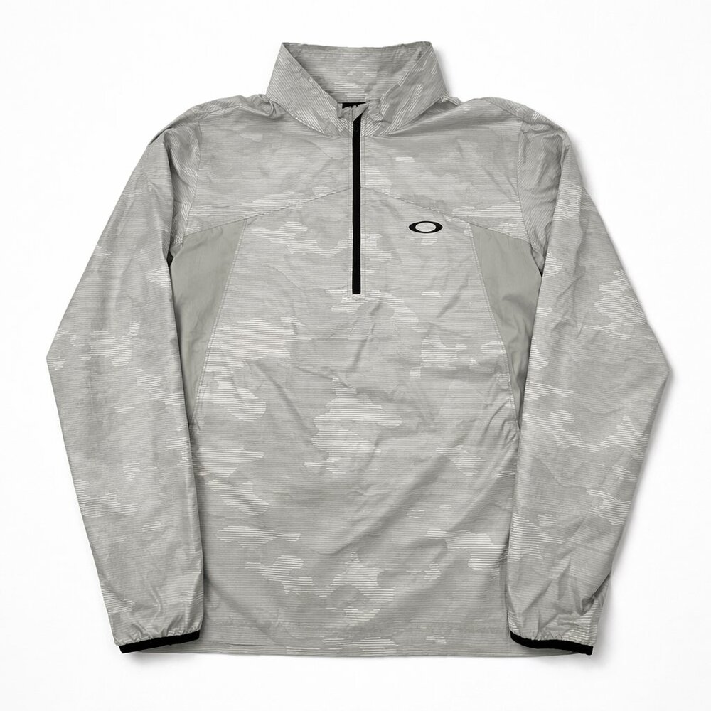 Oakley Men’s Large Gray Camo Half Zip Packable Windbreaker Pullover Jacket